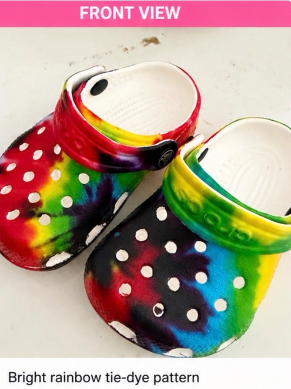 CROCS Kids Tie-Dye Clogs in Rainbow Colors
